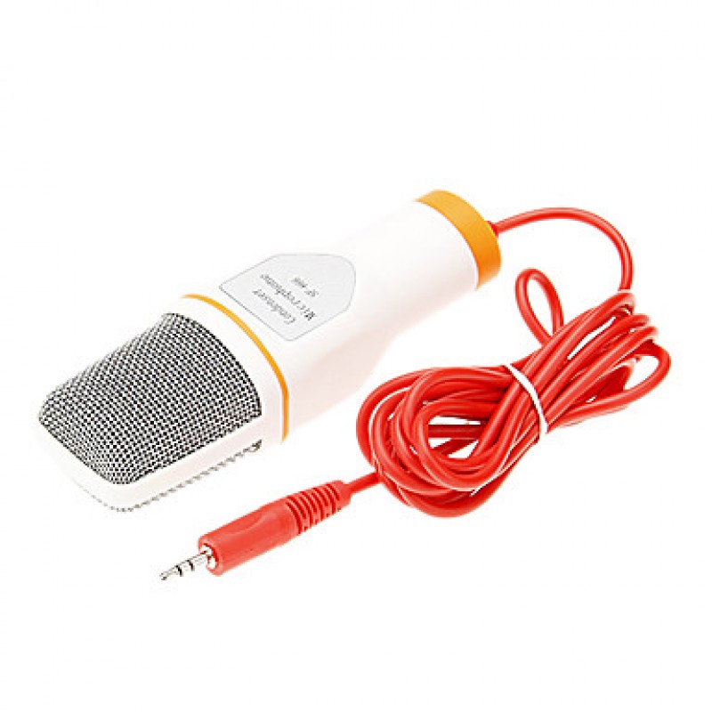 666 3.5mm Stereo Plug Bracket High Quality KTV Microphone (White)