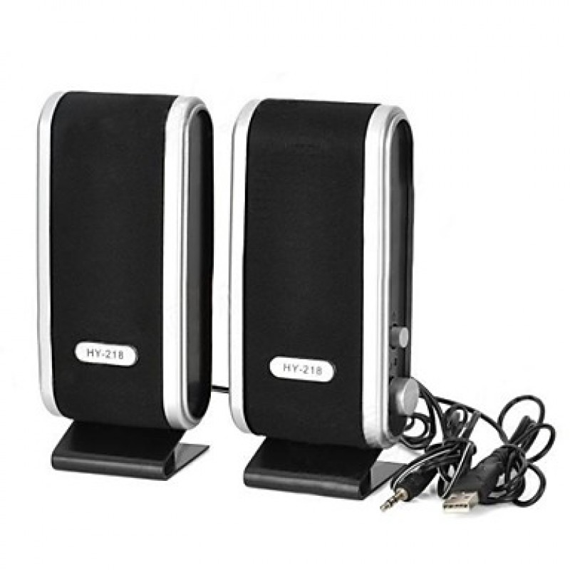 Mini USB Power 8W Speakers - Black + Silver (2 PCS...