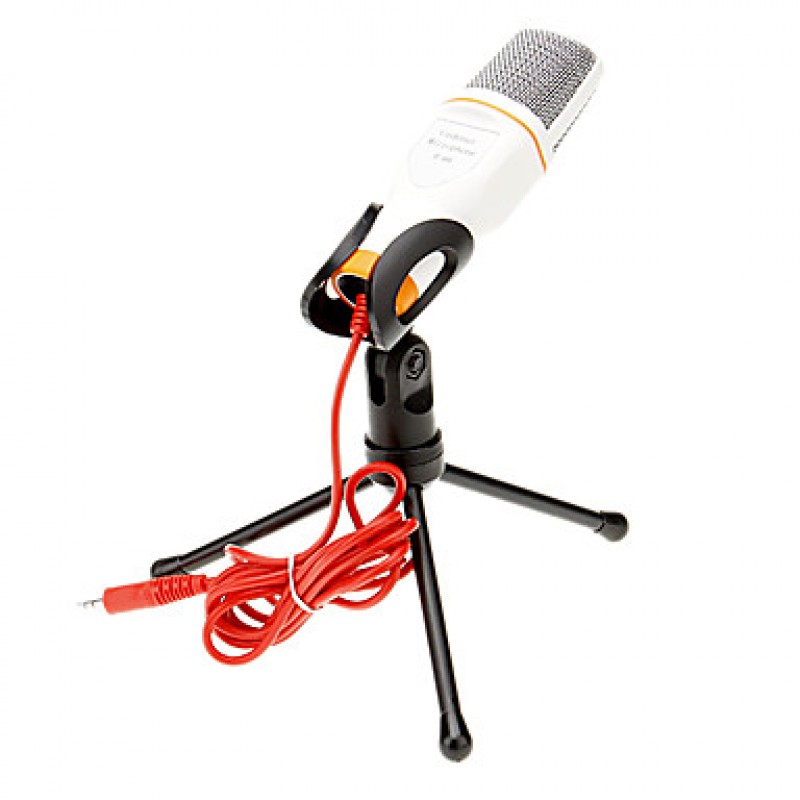 666 3.5mm Stereo Plug Bracket High Quality KTV Microphone (White)