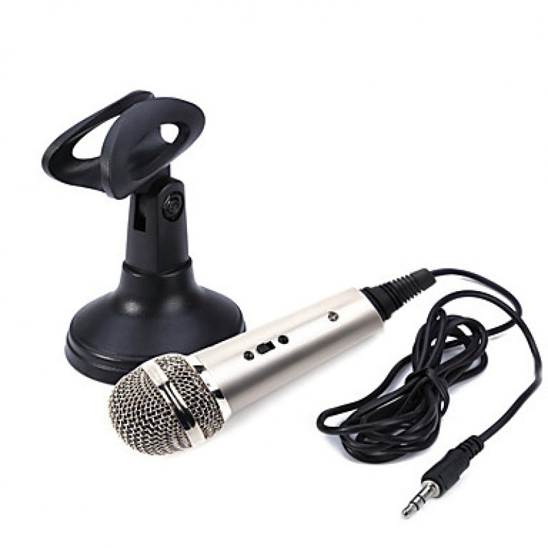 Hot saleAudio Sound Recording Condenser Microphone with Shock Mount Holder Clip with locking knob 3.5mm aux jack Mobile phone microphone