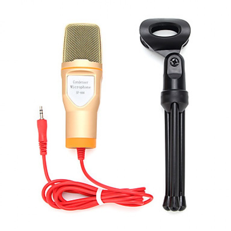 2017 New Useful hot wired high quality stereo condenser microphone with holder clip for chatting karaoke portable PC