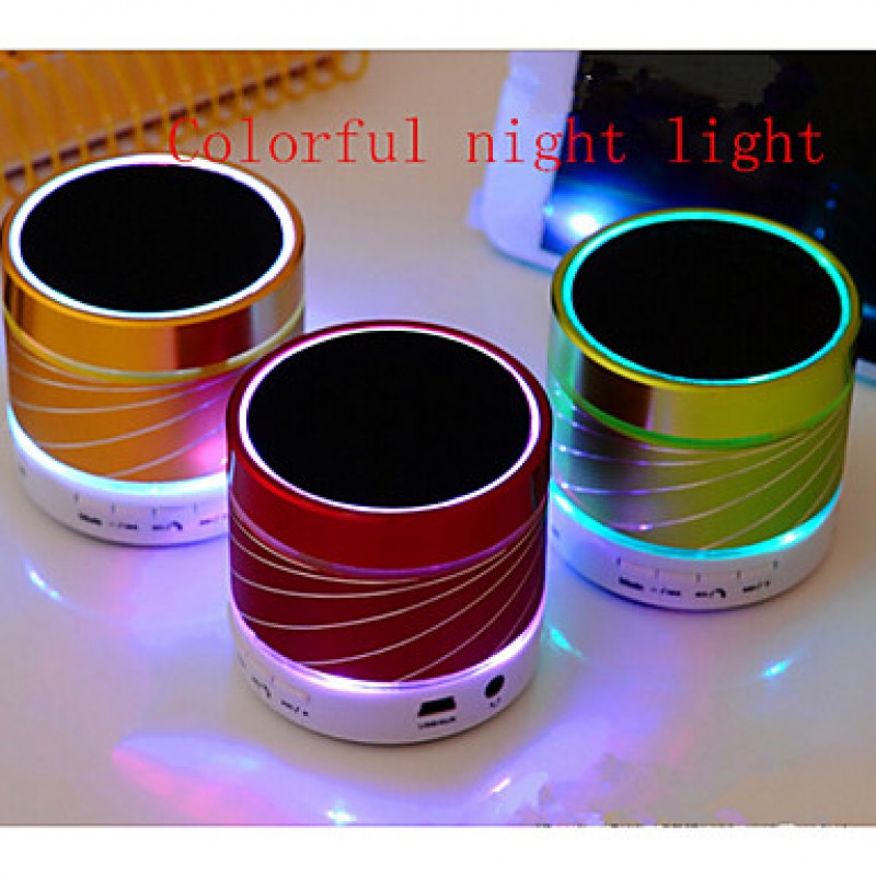 Cylindrical Colorful LED Lights Mini Stereo Bluetooth Hands-free Phone Conversation Speaker Card  