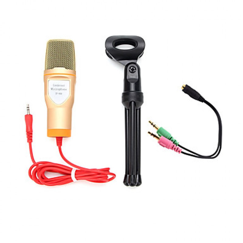 2017 New Useful hot wired high quality stereo condenser microphone with holder clip for chatting karaoke portable PC