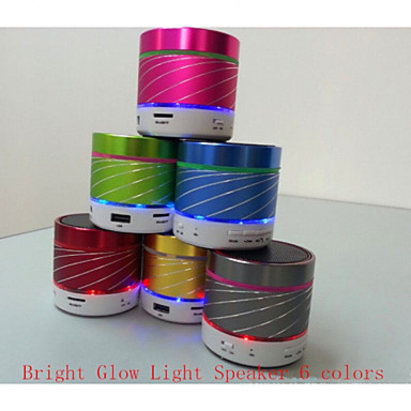 Cylindrical Colorful LED Lights Mini Stereo Bluetooth Hands-free Phone Conversation Speaker Card  