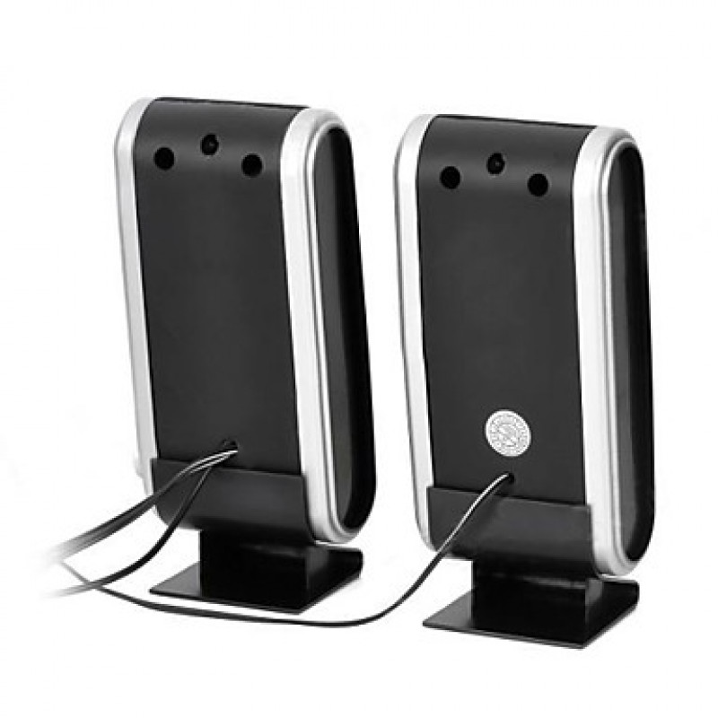 Mini USB Power 8W Speakers - Black + Silver (2 PCS)  